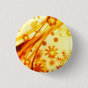 Golden Christmas Snowflakes 3 Cm Round Badge