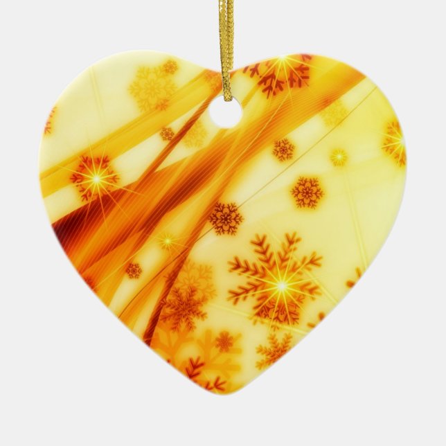 Golden Christmas Snowflakes Ceramic Tree Decoration (Front)