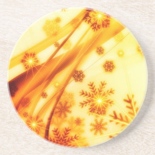 Golden Christmas Snowflakes Coaster