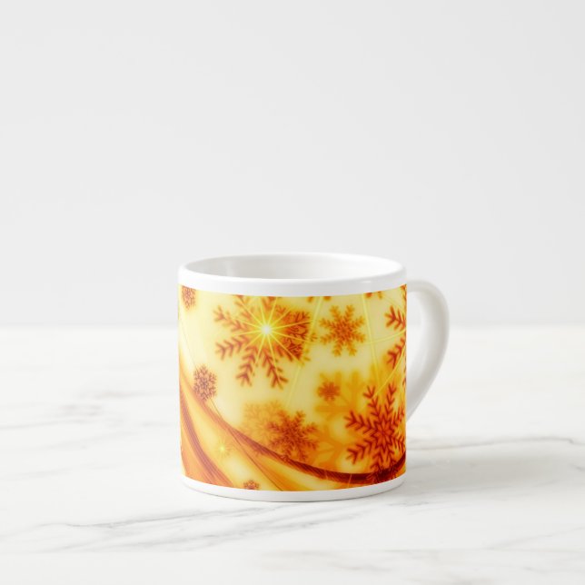 Golden Christmas Snowflakes Espresso Cup (Front Right)
