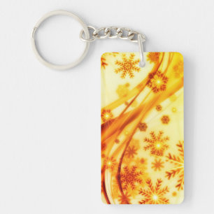 Golden Christmas Snowflakes Key Ring