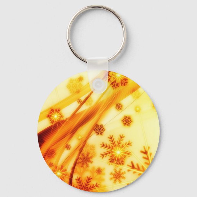 Golden Christmas Snowflakes Key Ring (Front)