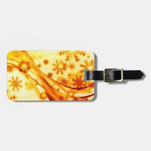 Golden Christmas Snowflakes Luggage Tag