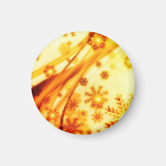 Golden Christmas Snowflakes Magnet (Front)