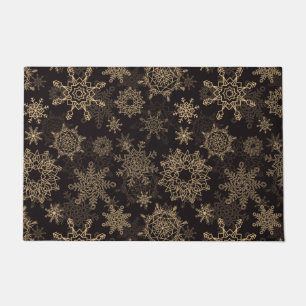Golden Christmas Snowflakes Pattern 1 Doormat