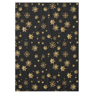 Golden Christmas Snowflakes Pattern Tablecloth