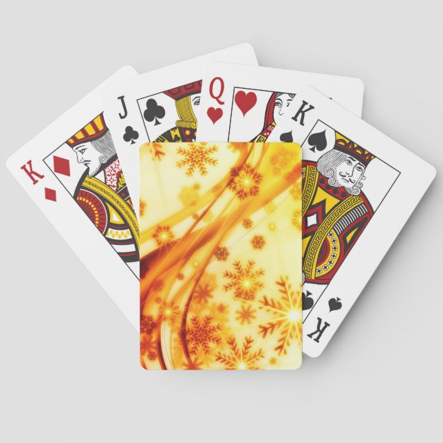 Golden Christmas Snowflakes Playing Cards (Back)