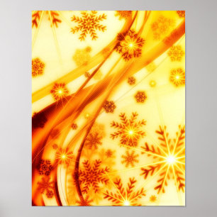 Golden Christmas Snowflakes Poster