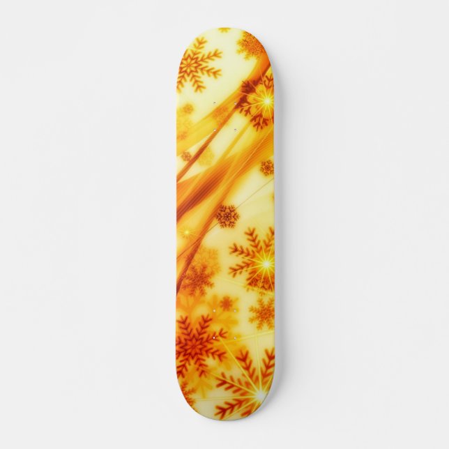 Golden Christmas Snowflakes Skateboard (Front)