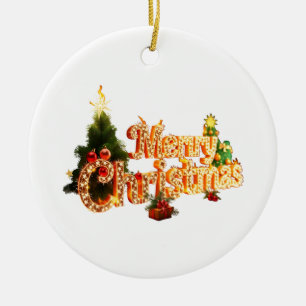 Golden Christmas Sparkle - Festive Tree Ceramic Tree Decoration