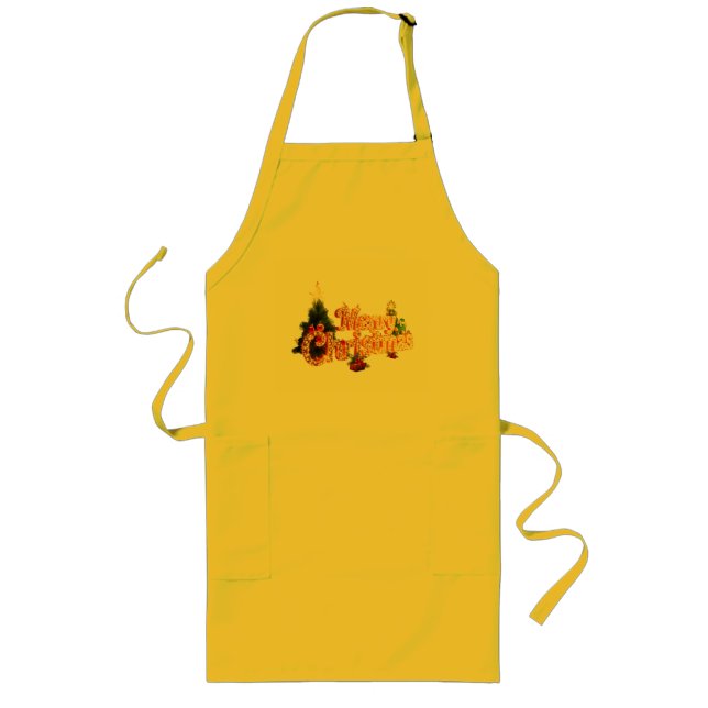 Golden Christmas Sparkle - Festive Tree Long Apron (Front)