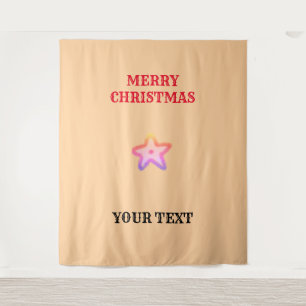 GOLDEN CHRISTMAS STAR SCRPT CALLIGRAPHY TAPESTRY