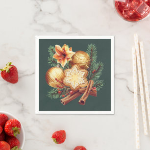 Golden Christmas Star with Cinnamon Napkin