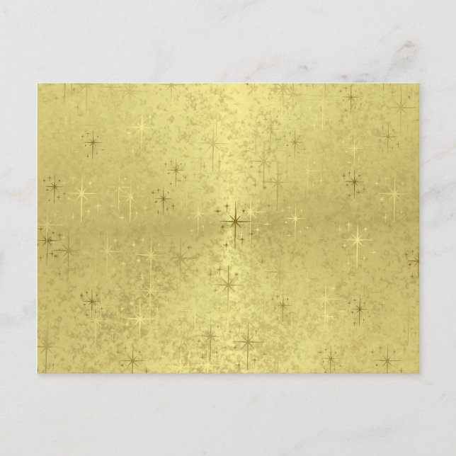 Golden Christmas Stars on Foil Paper Holiday Postcard (Front)