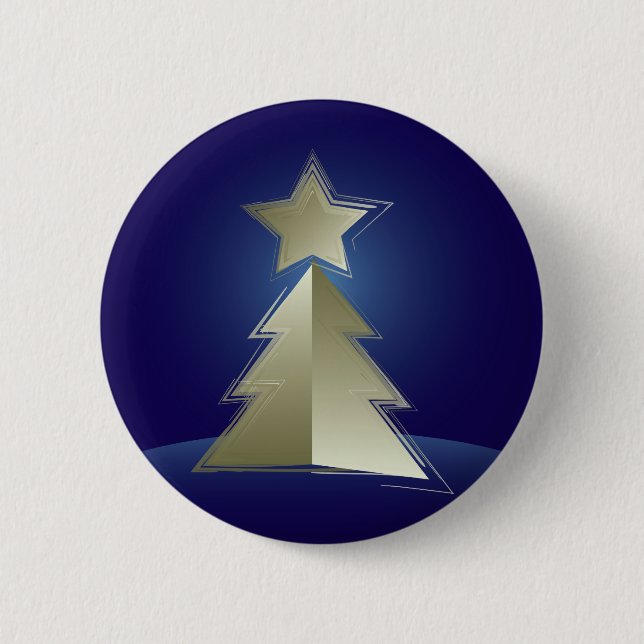 Golden Christmas tree 6 Cm Round Badge (Front)