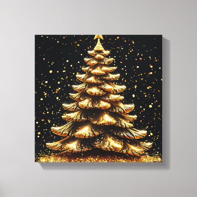 Golden Christmas tree Canvas Print (Front)