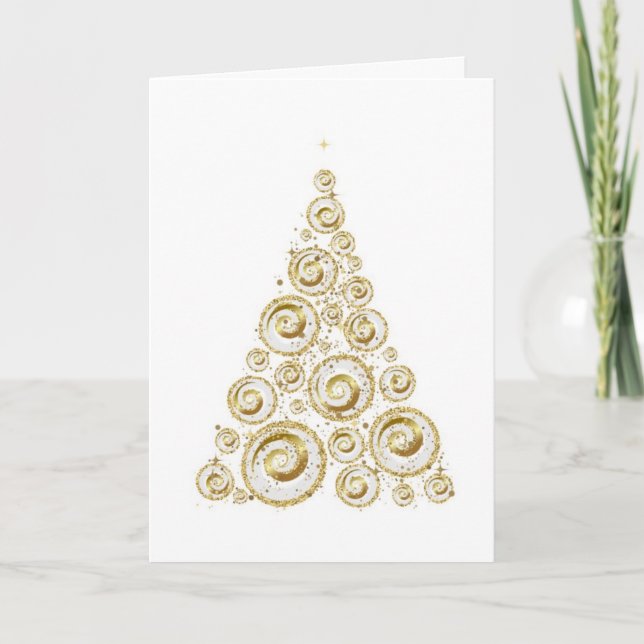 Golden Christmas Tree , glamour Card (Front)