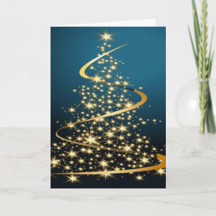 Golden Christmas Tree Holiday Card