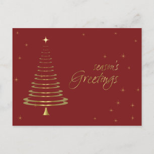 Golden Christmas Tree Holiday/Christmas Greetings Holiday Postcard