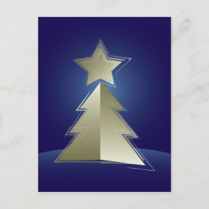 Golden Christmas tree Holiday Postcard