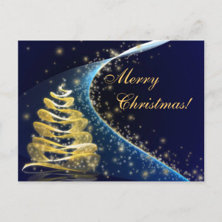 Golden Christmas Tree Holiday Postcard