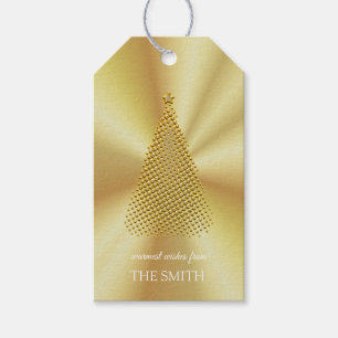 Golden Christmas tree, Merry Christmas Gift Tags