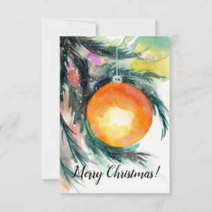 Golden Christmas Tree Ornament Christmas Card