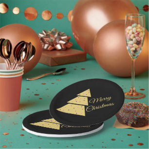 Golden Christmas Tree Paper Plate