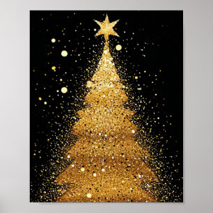 Golden Christmas tree Poster