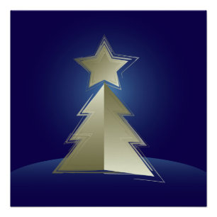 Golden Christmas tree Poster