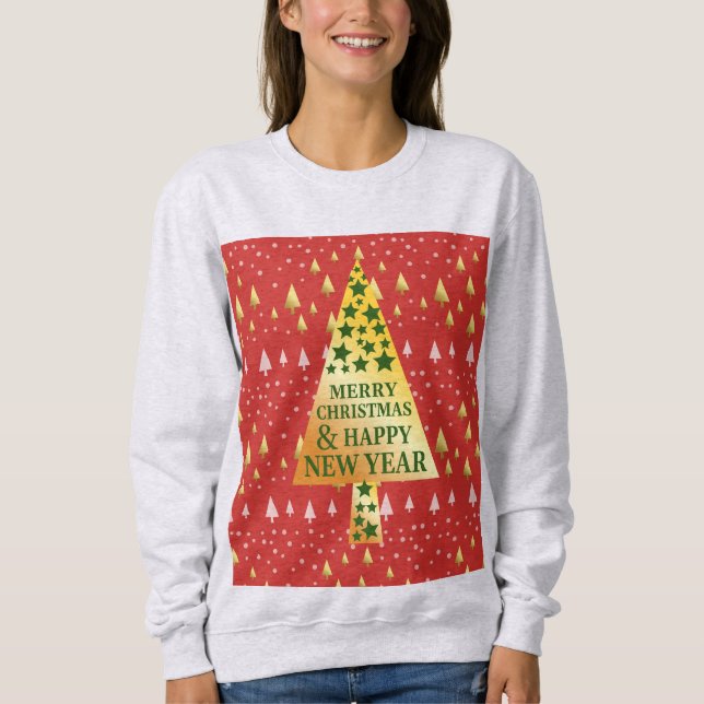 Golden Christmas tree - Red landscape Sweatshirt (Front)