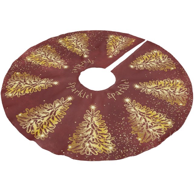 Golden Christmas Tree - Sparkle Tree Skirt (Angled)