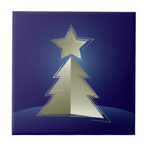Golden Christmas tree Tile