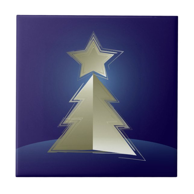 Golden Christmas tree Tile (Front)