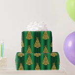 Golden Christmas Trees on Green Wrapping Paper<br><div class="desc">A colourful and decorative green Christmas wrapping paper featuring a pattern of glittering, golden Christmas trees over a metallic green background, to add a sophisticated and elegant touch to your Christmas gifts this holiday season. (Designer notes: there is also matching stickers, gift box, gift bag, gift tag, envelope, ribbon and...</div>