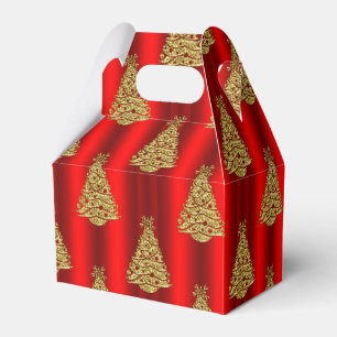 Golden Christmas Trees on Red Favour Box