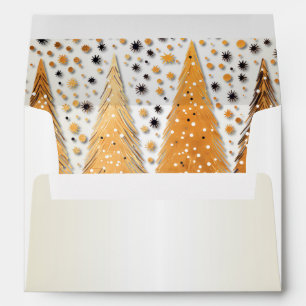 Golden Christmas Trees Shiny Snowflakes Holidays Envelope