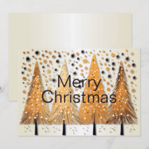 Golden Christmas Trees Shiny Snowflakes Holidays