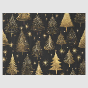 Golden Christmas Trees Wrapping Decoupage Craft Tissue Paper