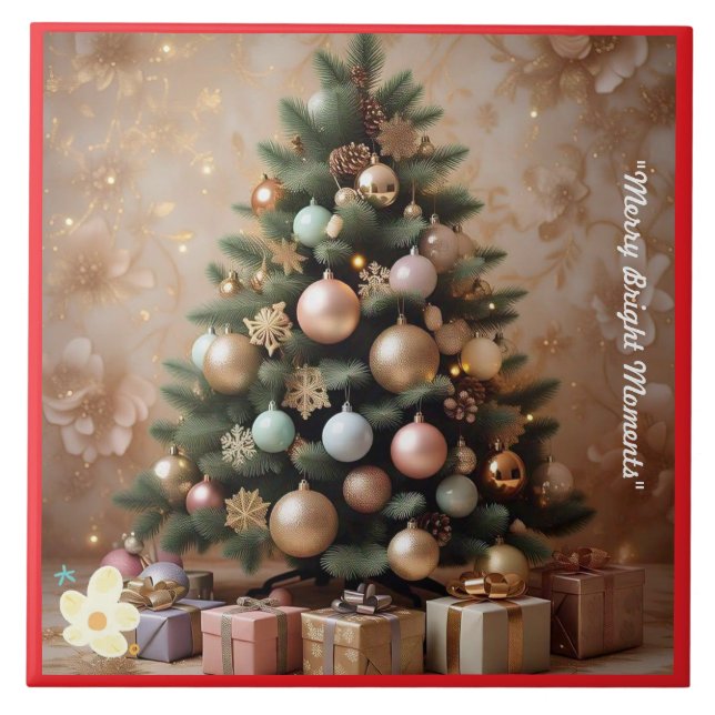 "Golden Christmas Wishes" Tile (Front)