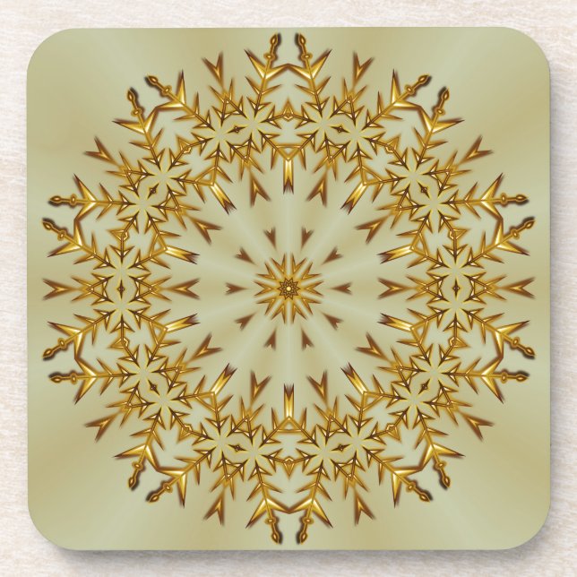 Golden Christmas Wreath Coaster (Front)