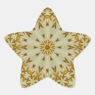 Golden Christmas Wreath Star Sticker