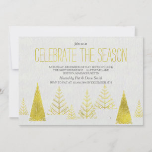 Golden ChristmasTrees - Christmas Party Invitation