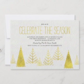 Golden ChristmasTrees - Christmas Party Invitation