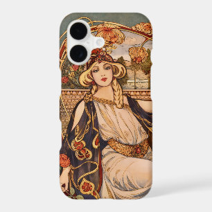 Golden Chrysanthemum Muse – Art Nouveau Floral 