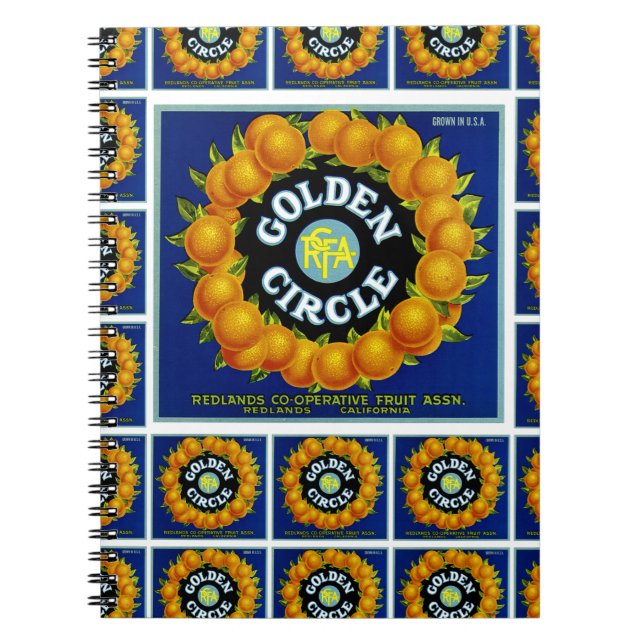 Golden Circle Oranges multi print Spiral Notebook (Front)