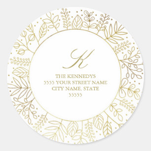Golden Circle Winter Foliage Return Address Sticke Classic Round Sticker