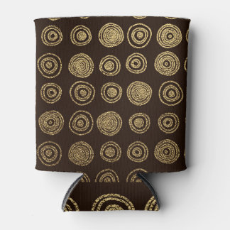 Golden Circles: Hand Drawn Pattern Can Cooler