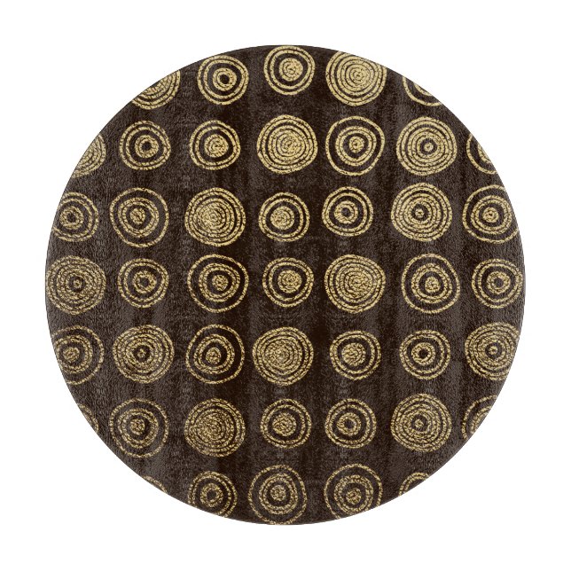 Golden Circles: Hand Drawn Pattern Cutting Board (Front)