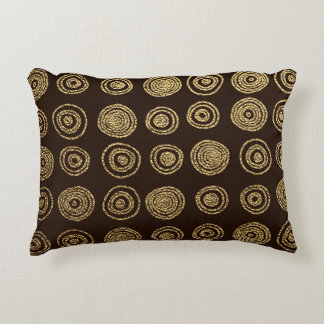 Golden Circles: Hand Drawn Pattern Decorative Cushion